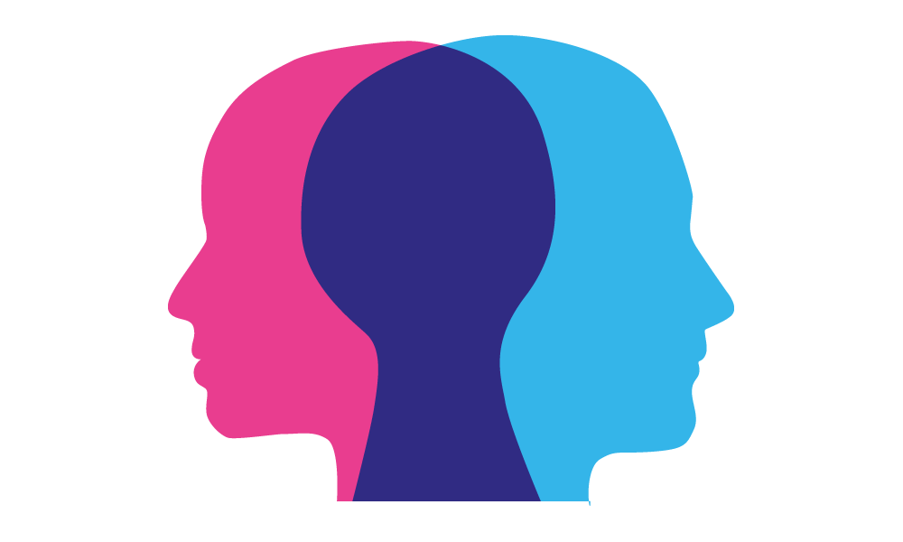 Two overlapping faces